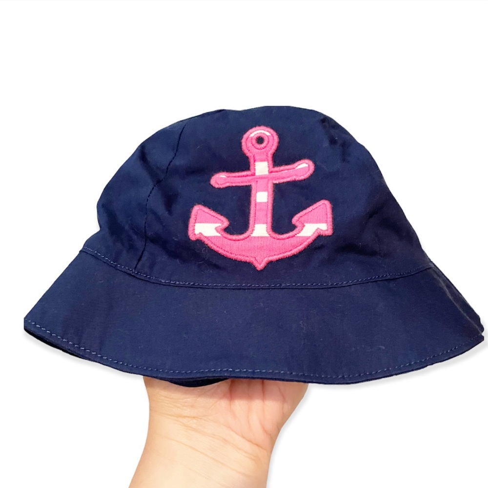 Gymboree Summer Bucket Hat with Anchor Nautical Blue & Pink NWT Size 6-12 months